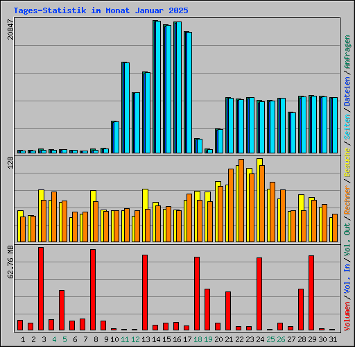 Tages-Statistik im Monat Januar 2025