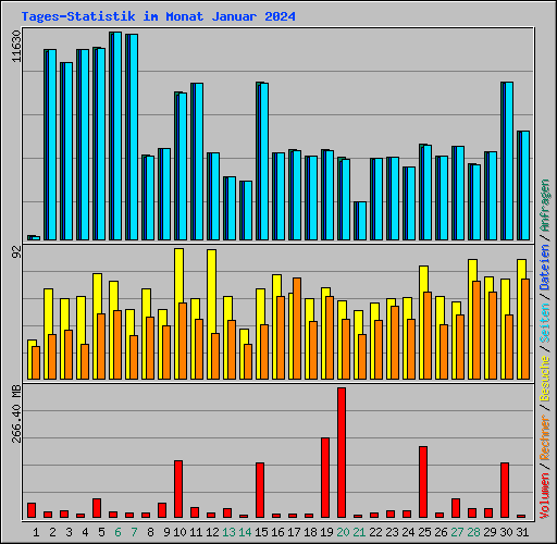 Tages-Statistik im Monat Januar 2024