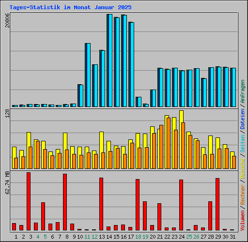 Tages-Statistik im Monat Januar 2025